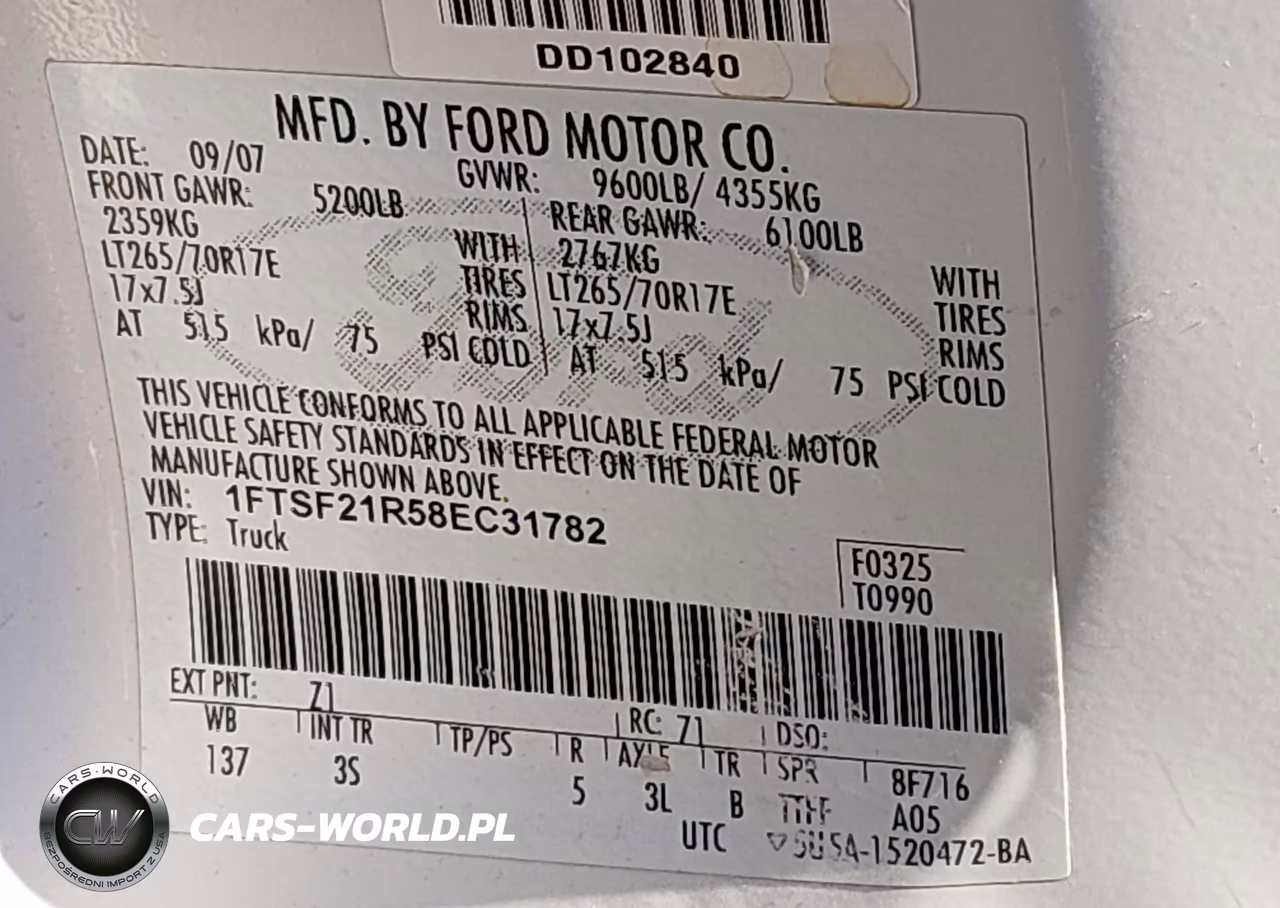 2008 Ford F-250 Xl-Xlt VIN:1FTSF21R58EC31782 - 9