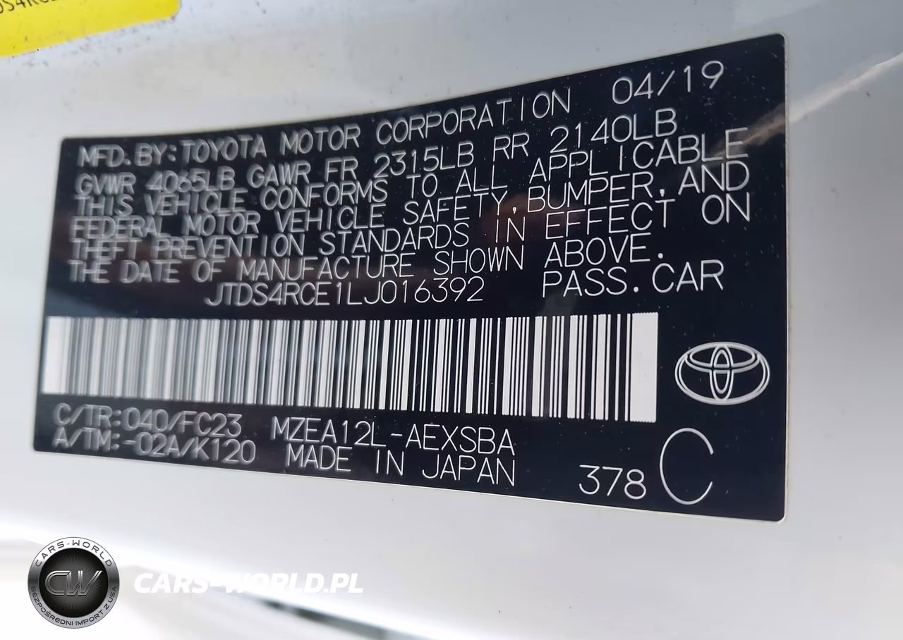 2020 Toyota Corolla Se VIN:JTDS4RCE1LJ016392 - 9