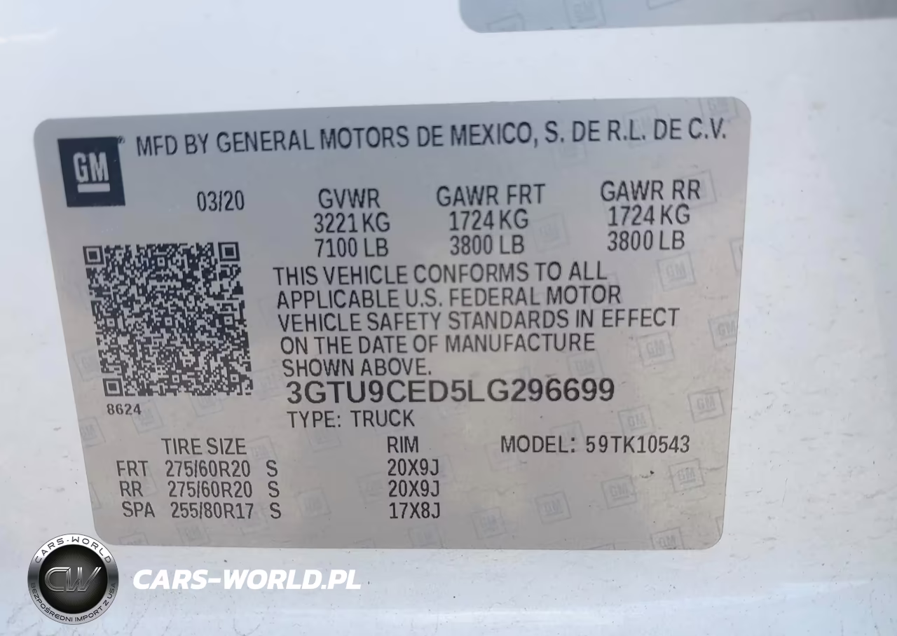 2020 GMC Sierra 1500 4Wd Short Box Elevation VIN:3GTU9CED5LG296699 - 9