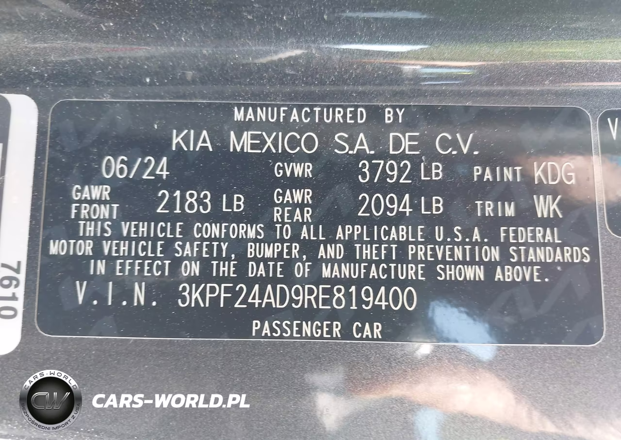 2024 Kia Forte Lxs VIN:3KPF24AD9RE819400 - 9