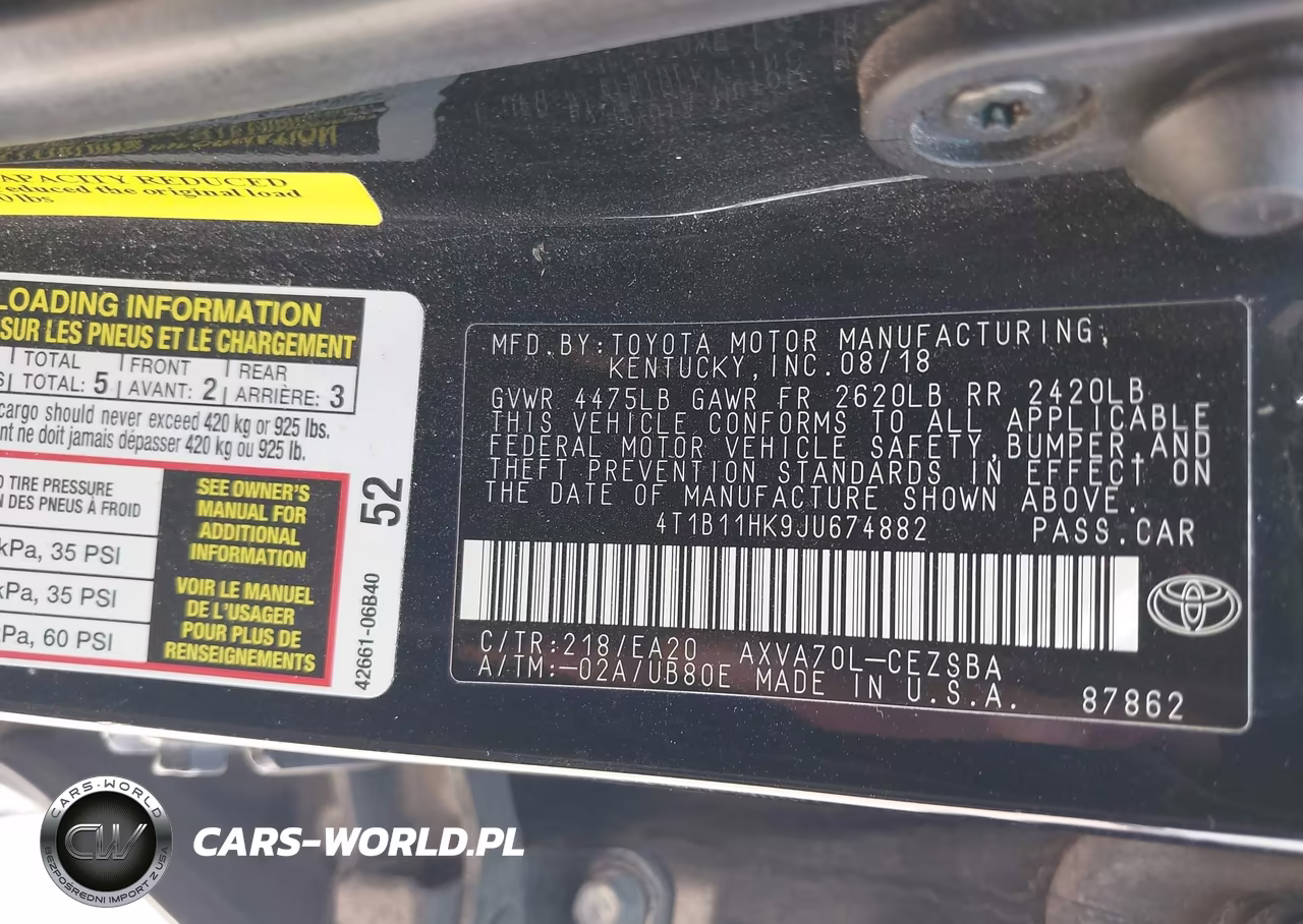 2018 Toyota Camry Se VIN:4T1B11HK9JU674882 - 9