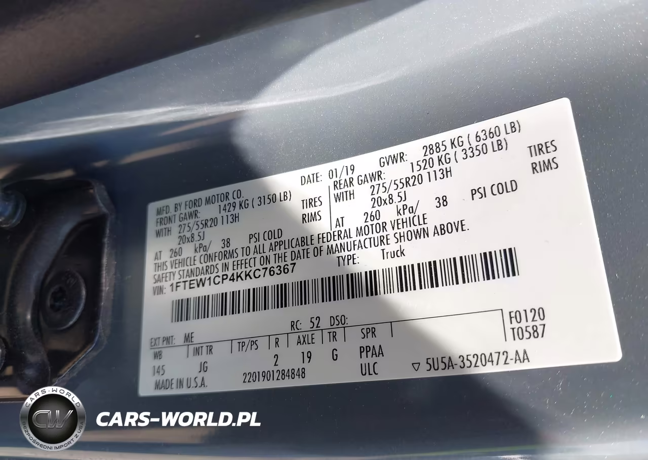 2019 Ford F-150 Xl VIN:1FTEW1CP4KKC76367 - 9