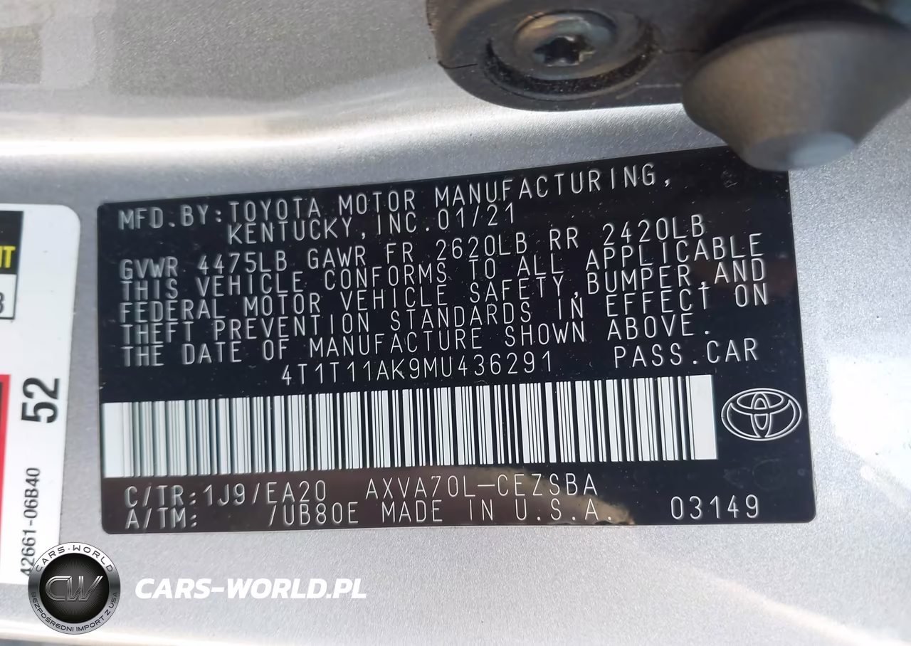 2021 Toyota Camry Se VIN:4T1T11AK9MU436291 - 9