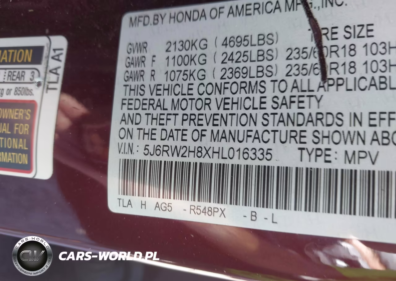 2017 Honda Cr-V Ex-L-Ex-L Navi VIN:5J6RW2H8XHL016335 - 9