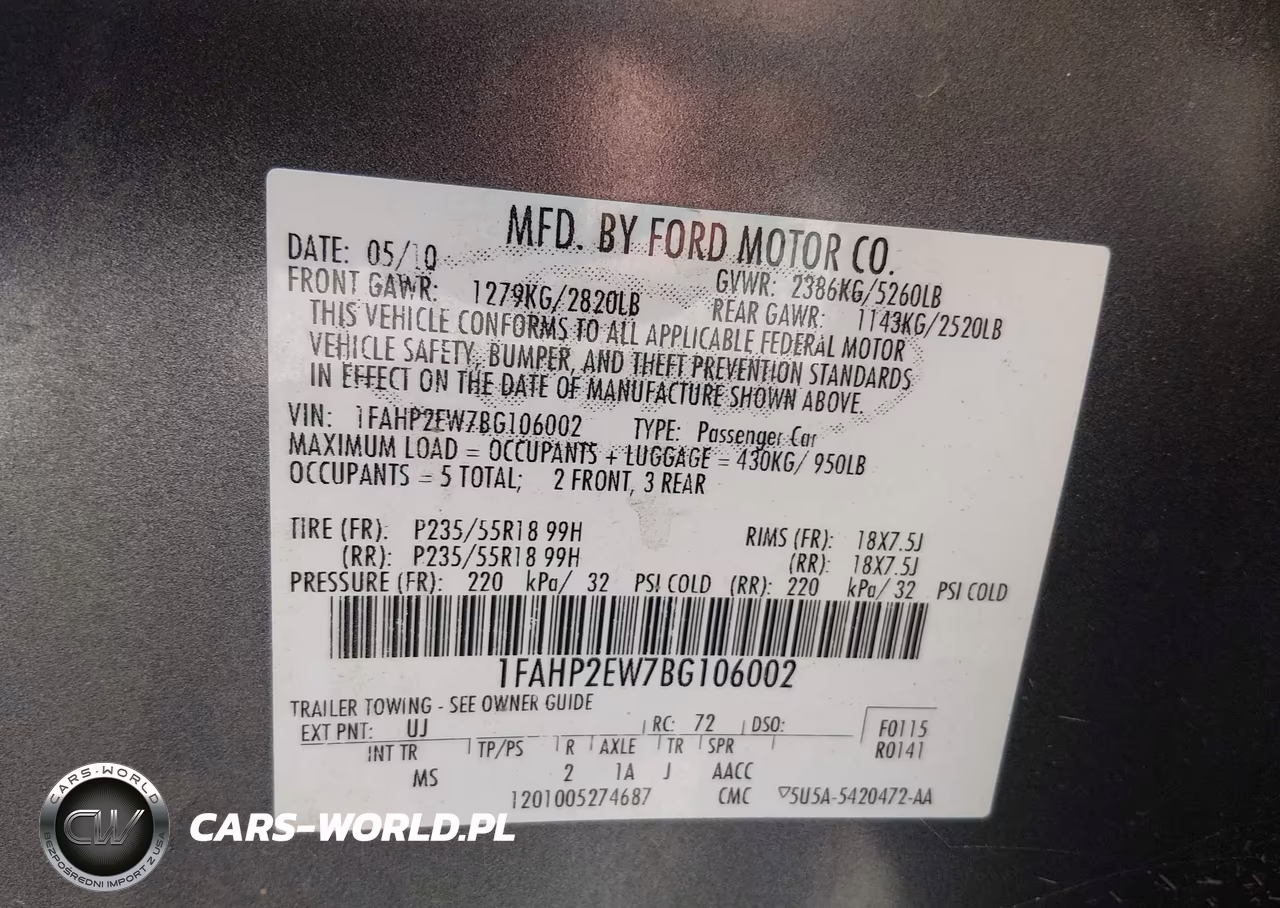 2011 Ford Taurus Sel VIN:1FAHP2EW7BG106002 - 9