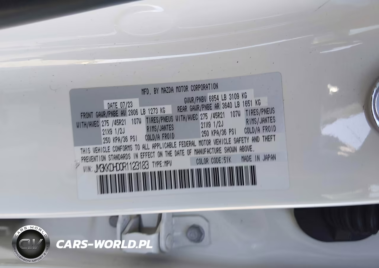 2024 Mazda Cx-90 3.3 Turbo Premium VIN:JM3KKDHD0R1123183 - 9