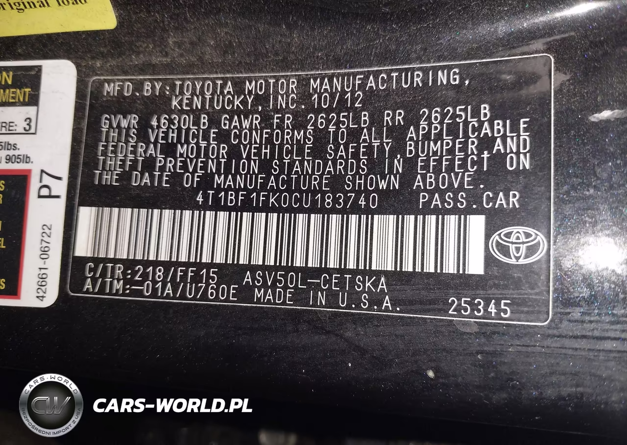 2012 Toyota Camry Se VIN:4T1BF1FK0CU183740 - 9