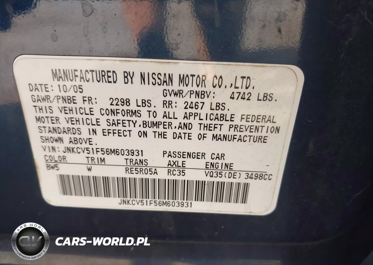 2006 Infiniti G35X VIN:JNKCV51F56M603931 - 9