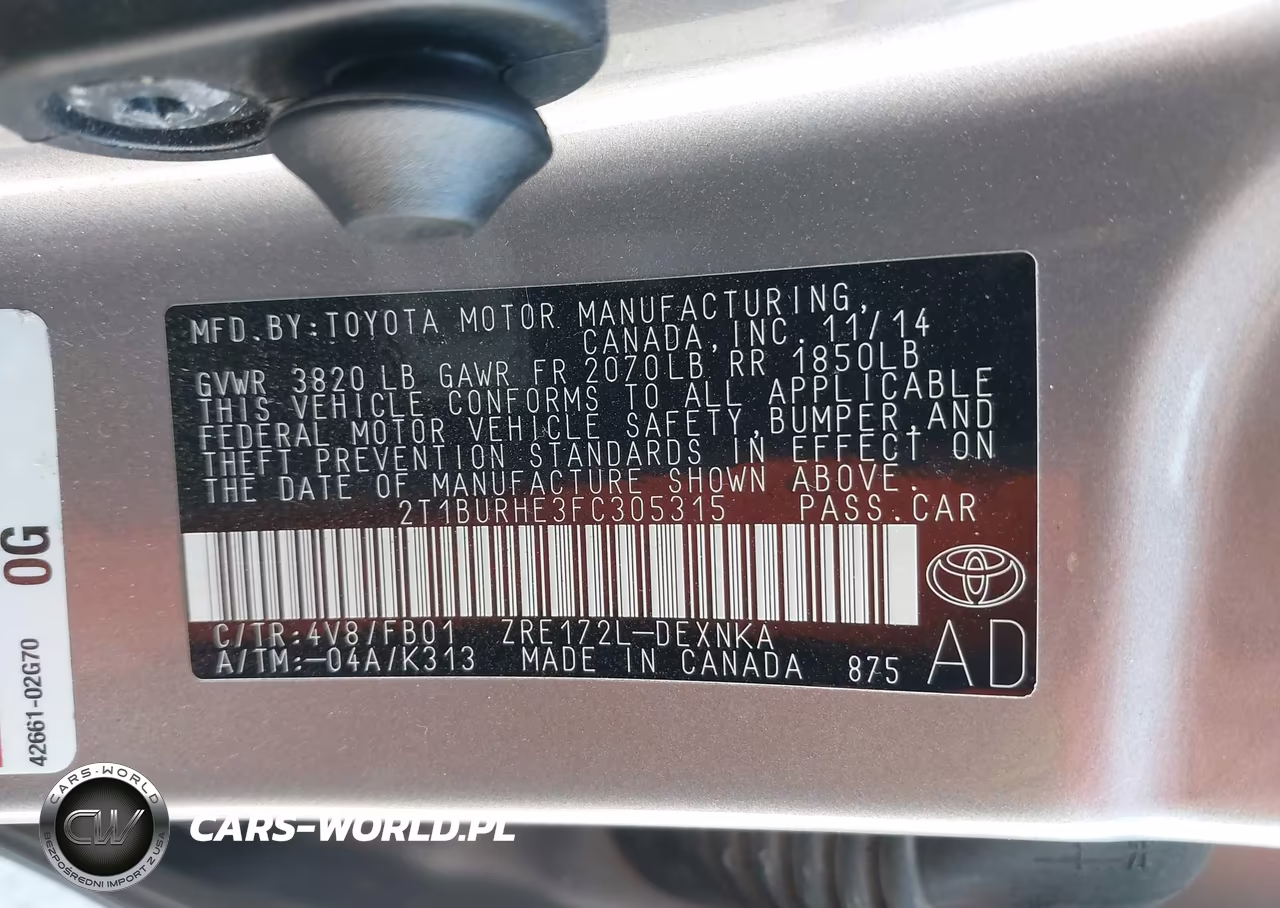2015 Toyota Corolla Le VIN:2T1BURHE3FC305315 - 9