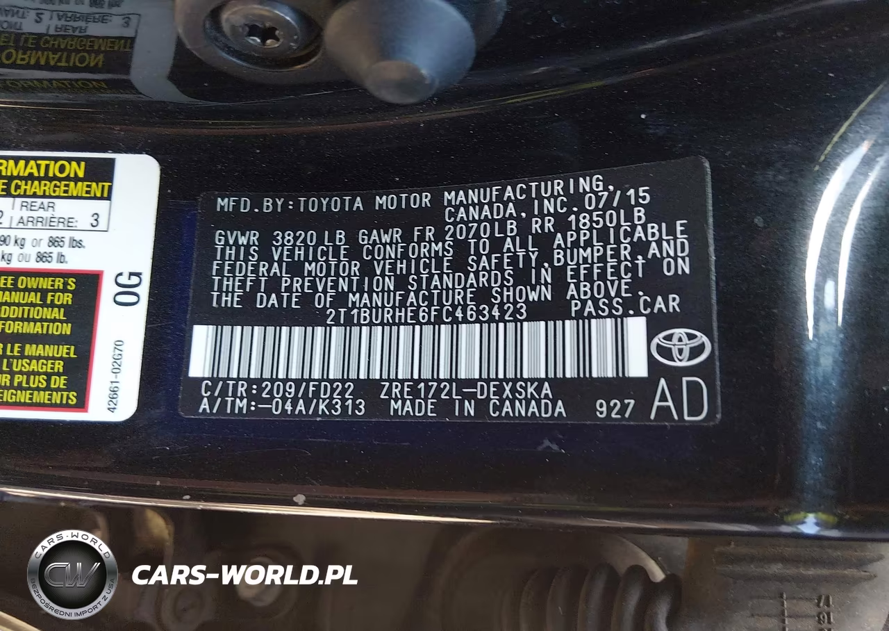 2015 Toyota Corolla S VIN:2T1BURHE6FC463423 - 9