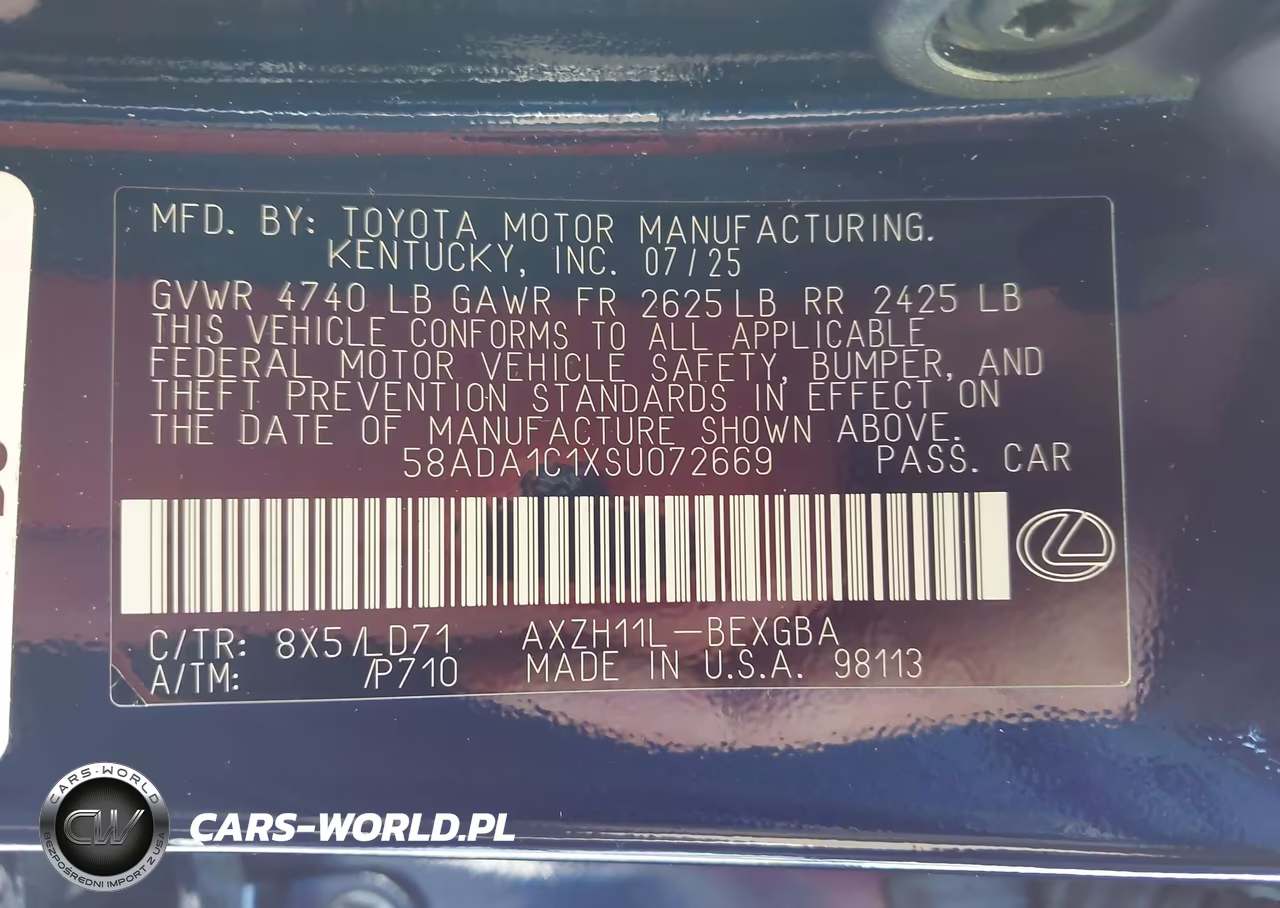 2025 Lexus Es 300H VIN:58ADA1C1XSU072669 - 9