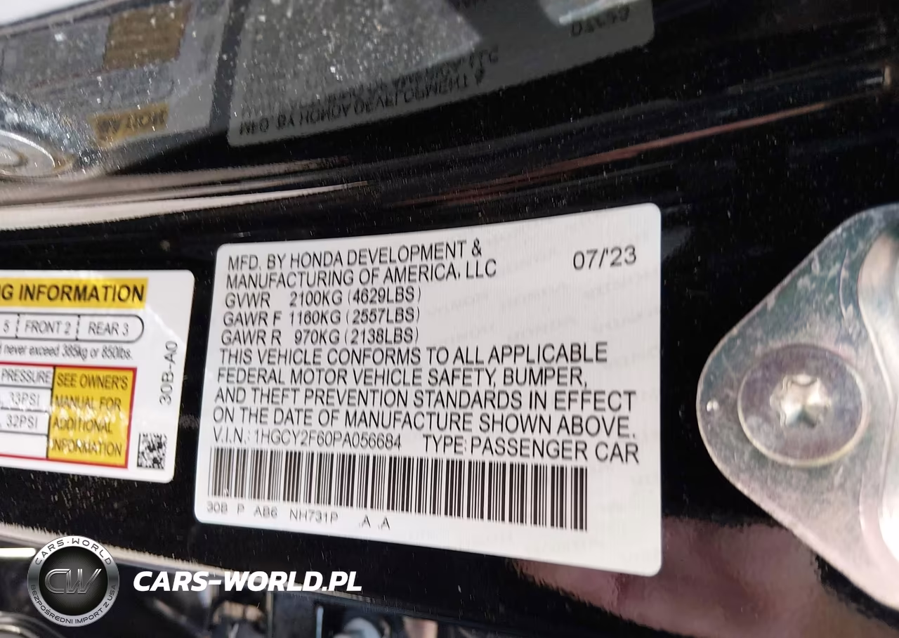 2023 Honda Accord Hybrid Ex-L VIN:1HGCY2F60PA056684 - 9