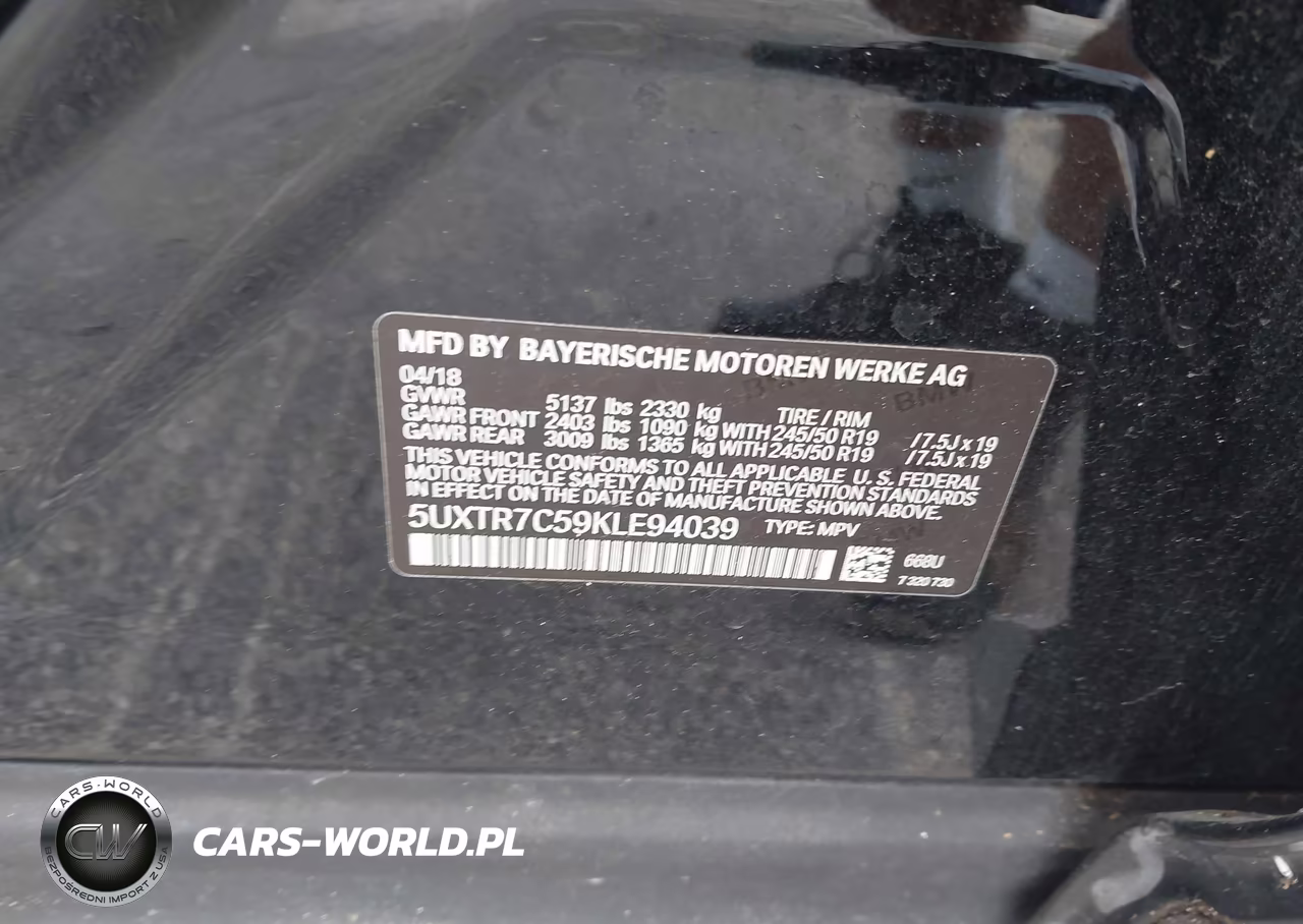 2019 BMW X3 Sdrive30I VIN:5UXTR7C59KLE94039 - 9