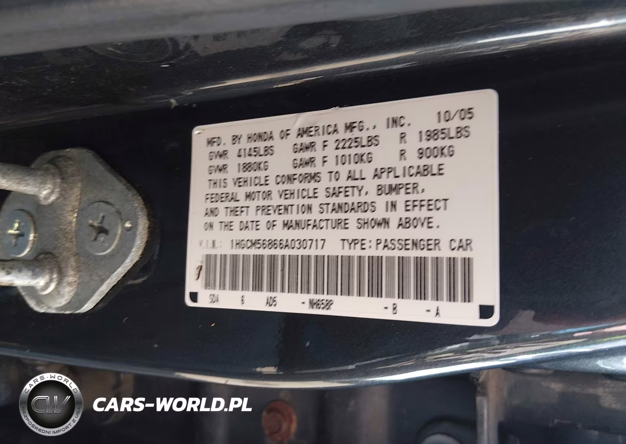 2006 Honda Accord 2.4 Ex VIN:1HGCM56866A030717 - 9