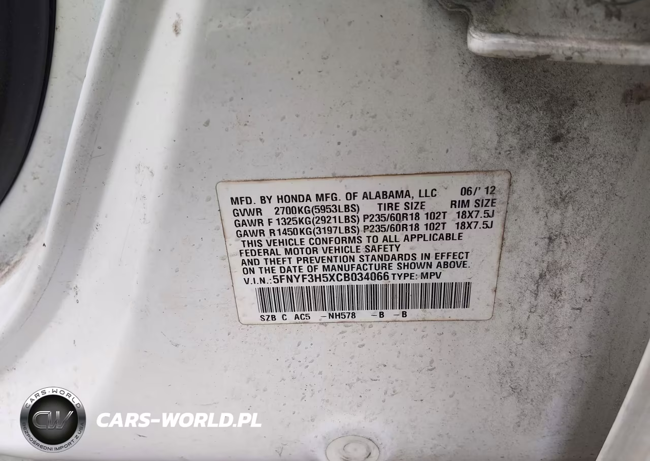 2012 Honda Pilot Ex-L VIN:5FNYF3H5XCB034066 - 9
