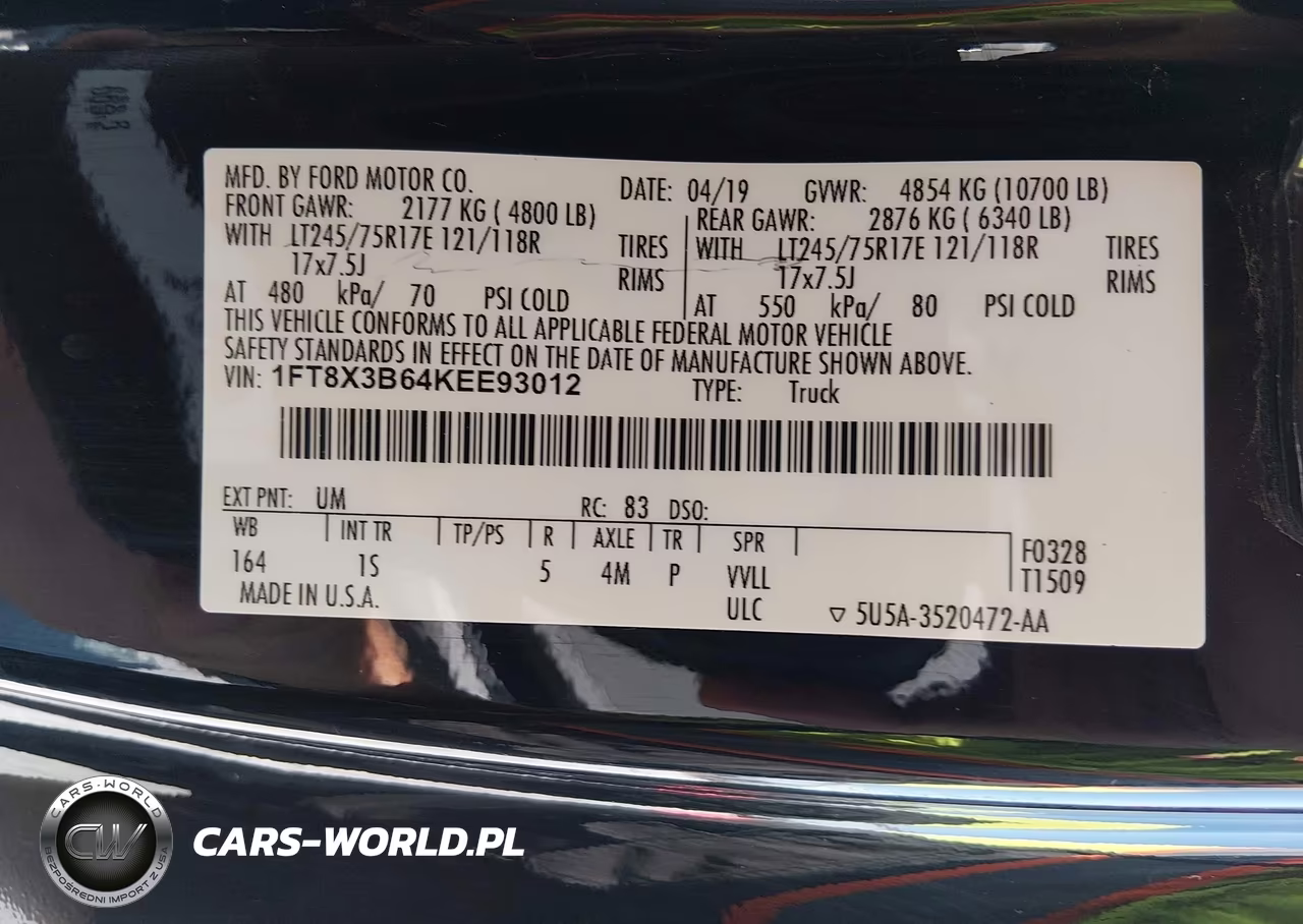2019 Ford F-350 Xl VIN:1FT8X3B64KEE93012 - 9