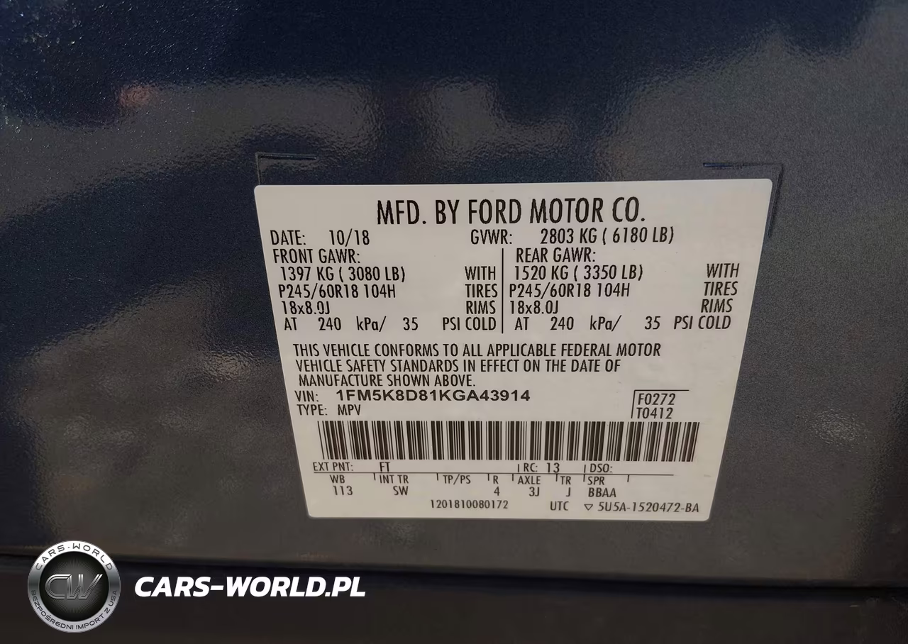 2019 Ford Explorer Xlt VIN:1FM5K8D81KGA43914 - 9