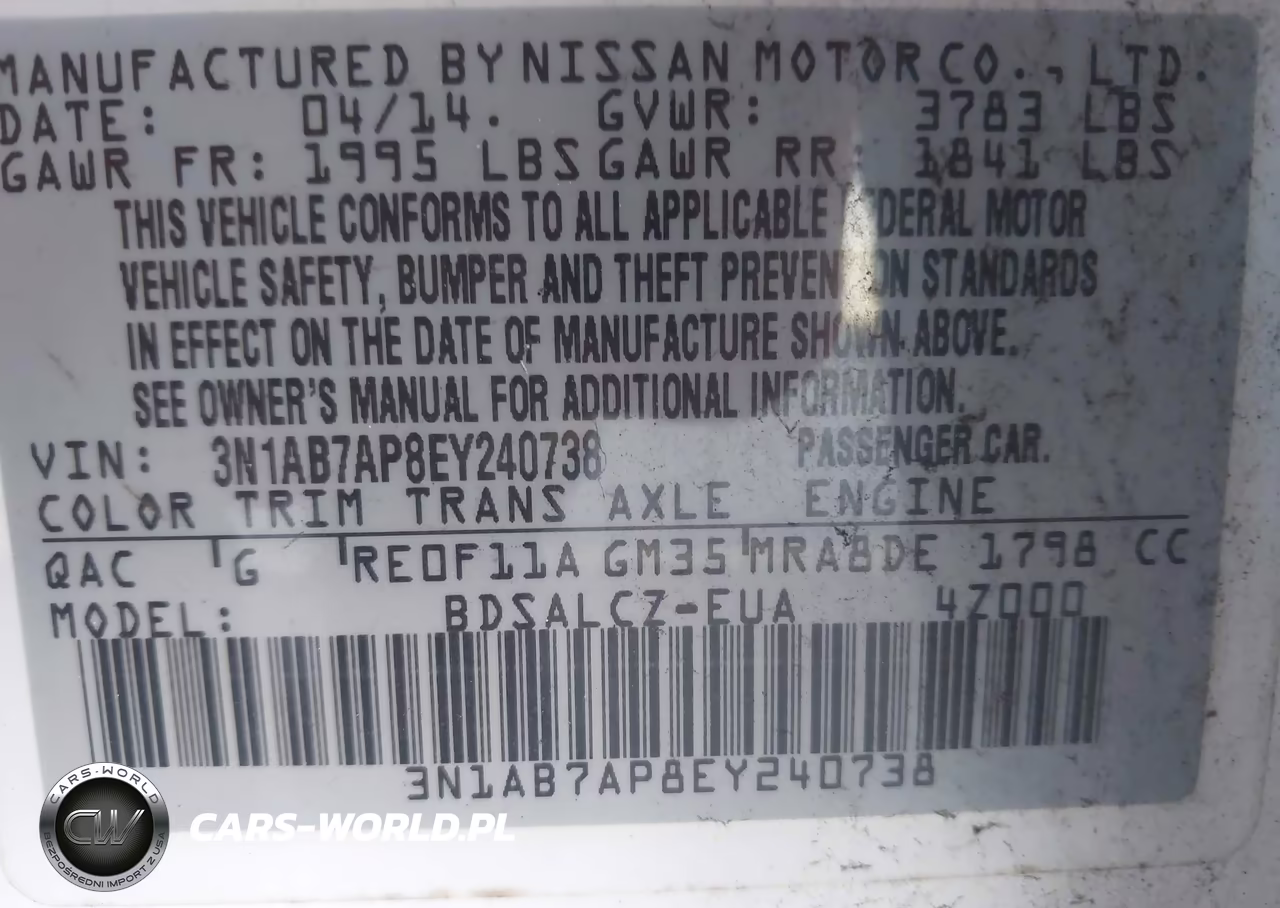 2014 Nissan Sentra Fe+ S VIN:3N1AB7AP8EY240738 - 9