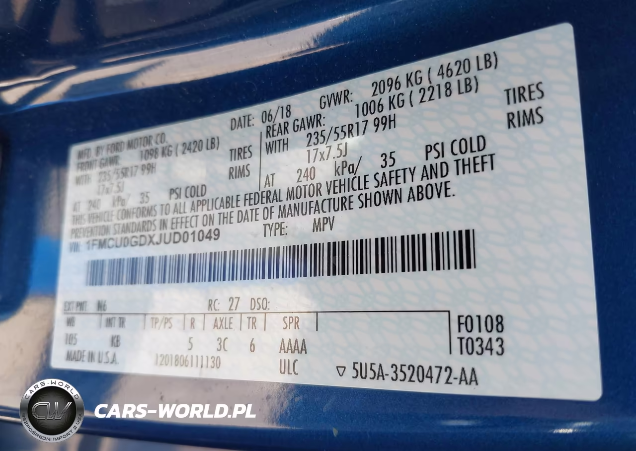 2018 Ford Escape Se VIN:1FMCU0GDXJUD01049 - 9