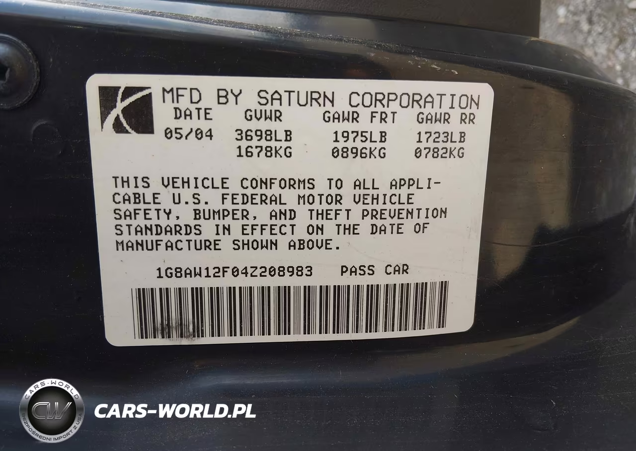 2004 Saturn Ion 3 VIN:1G8AW12F04Z208983 - 9