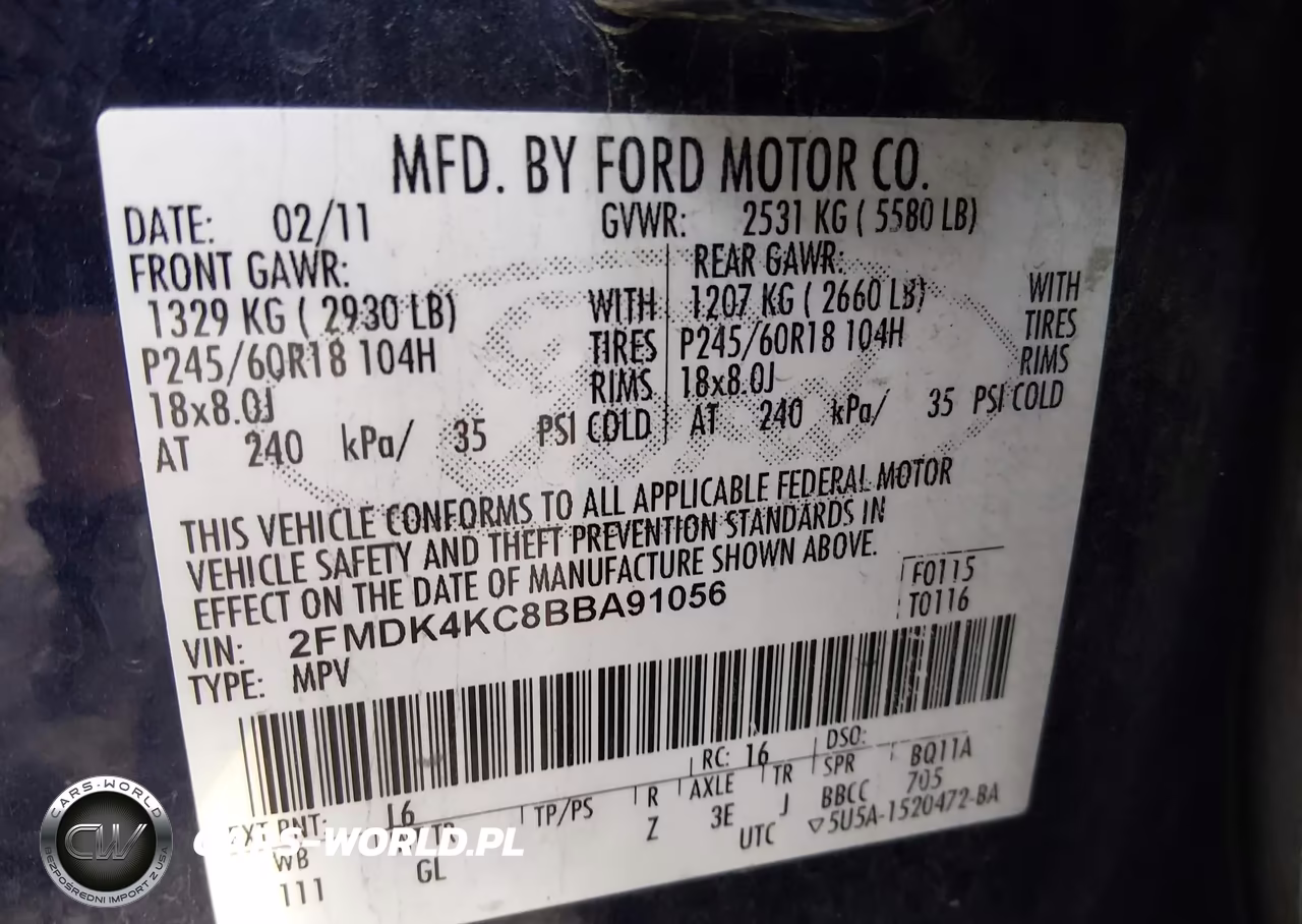 2011 Ford Edge Limited VIN:2FMDK4KC8BBA91056 - 9