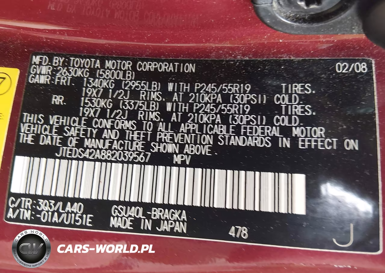 2008 Toyota Highlander Limited VIN:JTEDS42A882039567 - 9