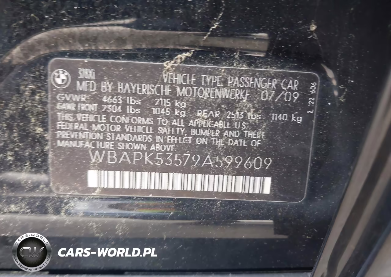 2009 BMW 328I xDrive VIN:WBAPK53579A599609 - 9