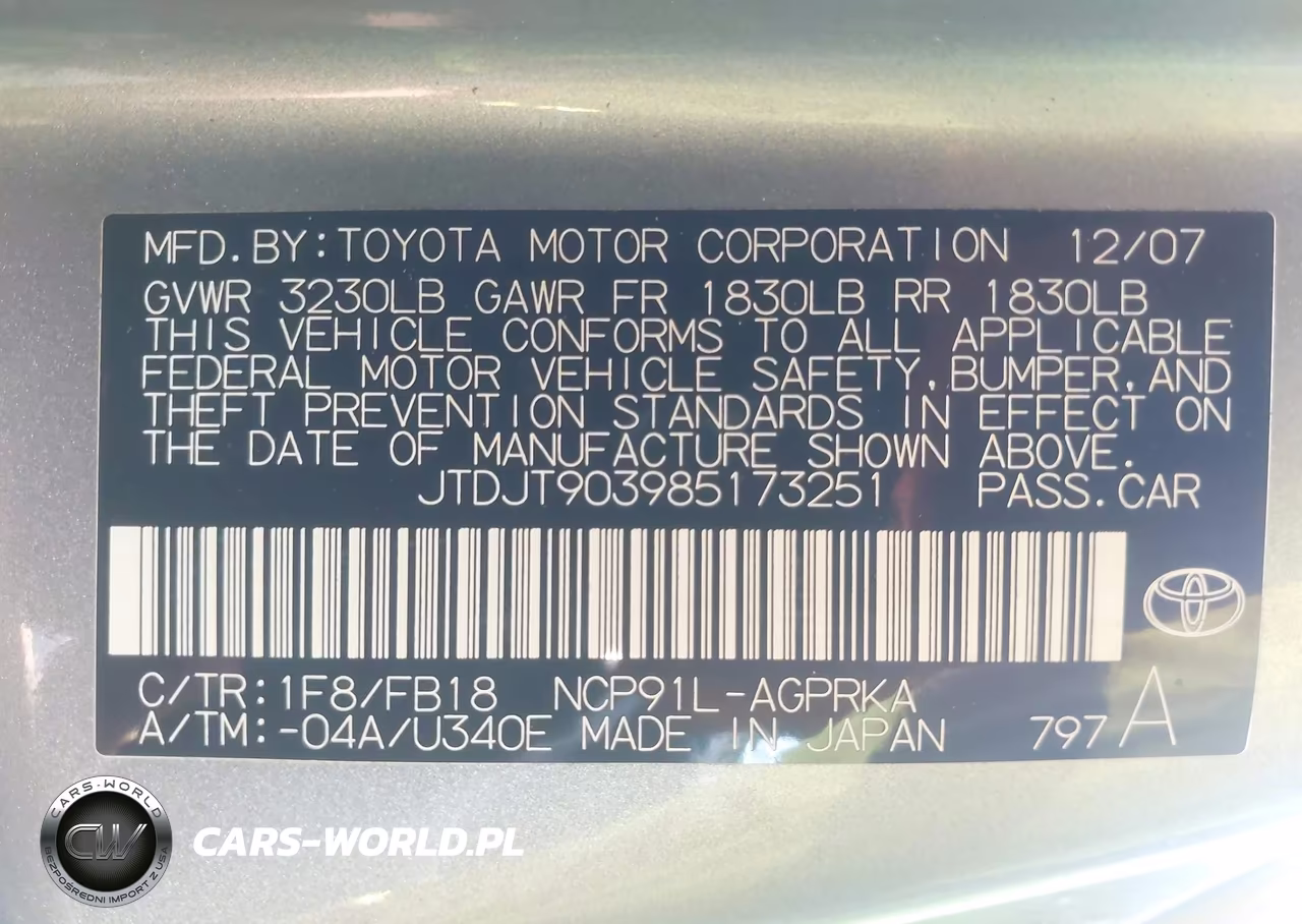 2008 Toyota Yaris VIN:JTDJT903985173251 - 9