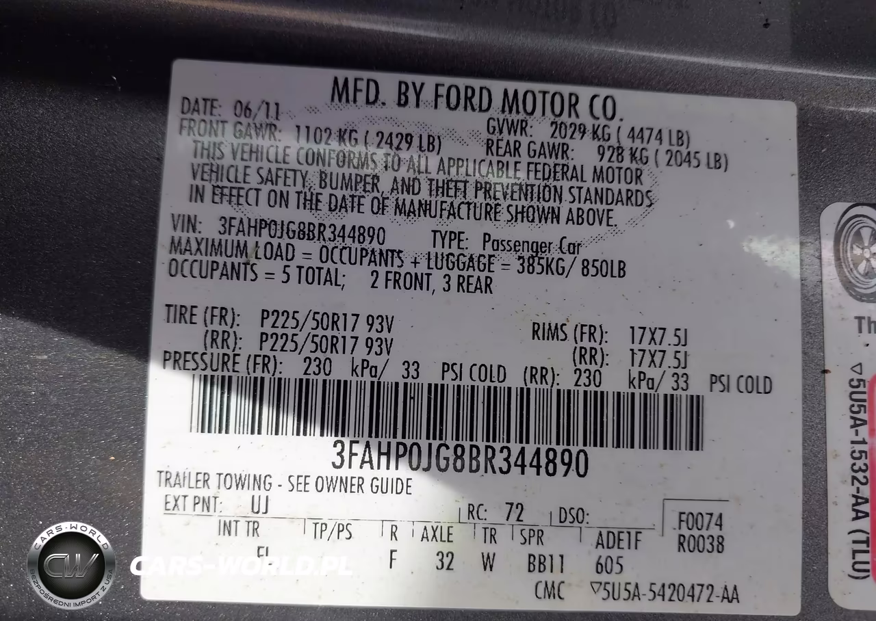 2011 Ford Fusion Sel VIN:3FAHP0JG8BR344890 - 9