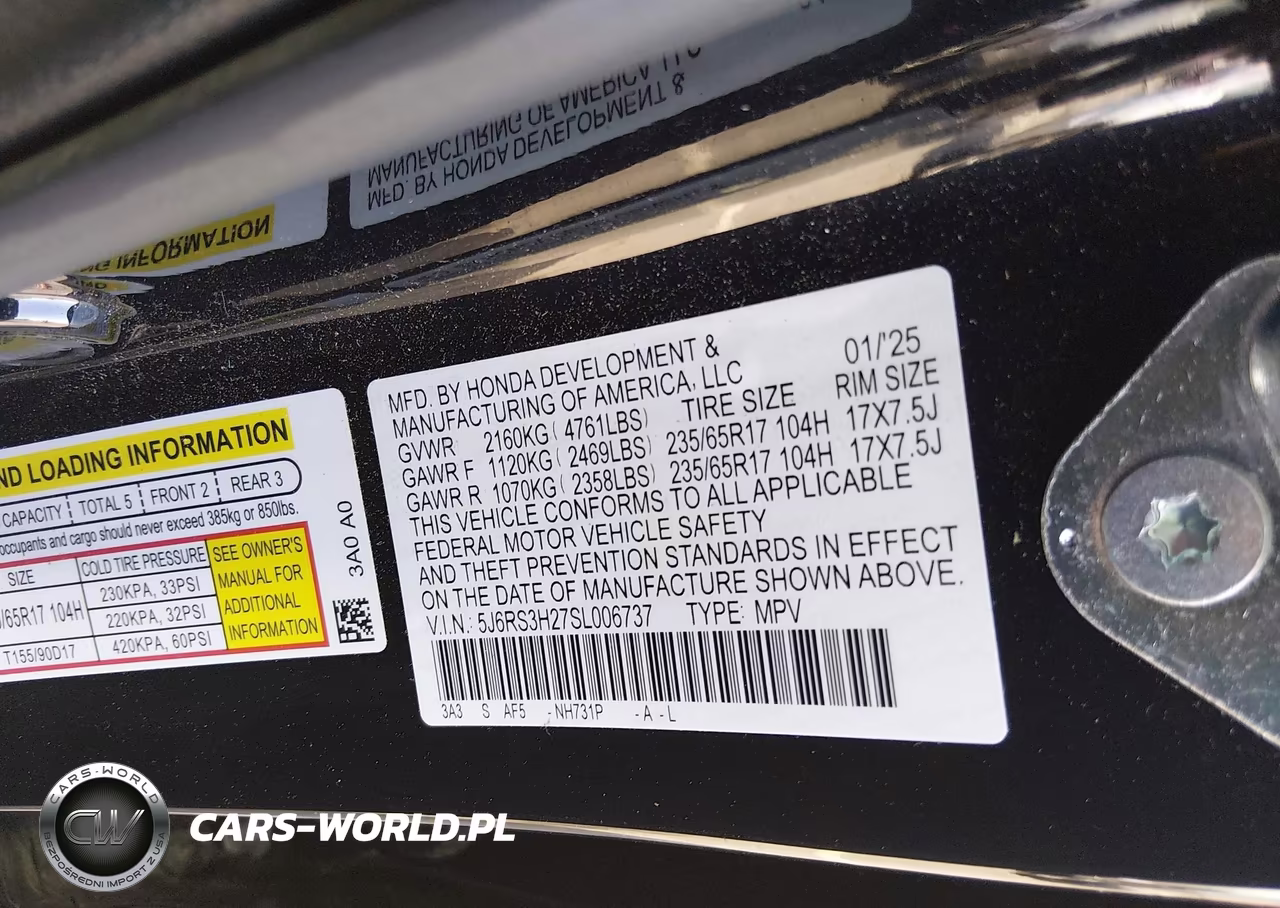 2025 Honda Cr-V Lx 2Wd VIN:5J6RS3H27SL006737 - 9