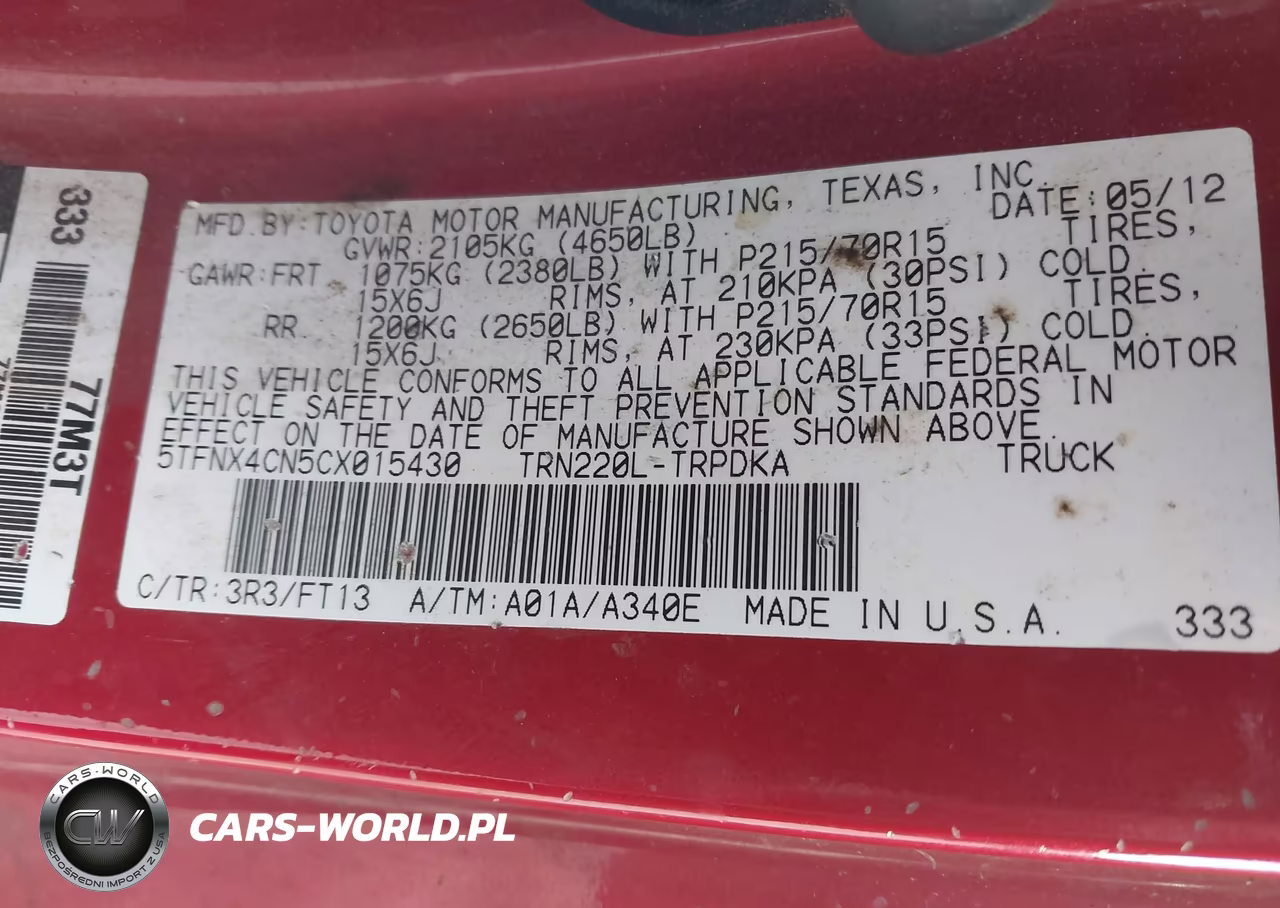 2012 Toyota Tacoma VIN:5TFNX4CN5CX015430 - 9