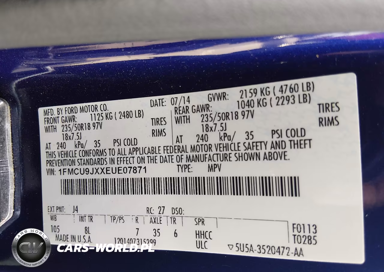 2014 Ford Escape Titanium VIN:1FMCU9JXXEUE07871 - 9