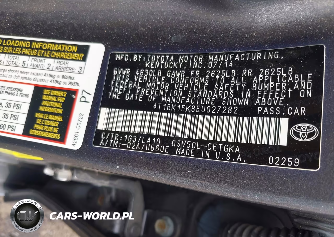 2014 Toyota Camry Xle V6 VIN:4T1BK1FK8EU027282 - 9