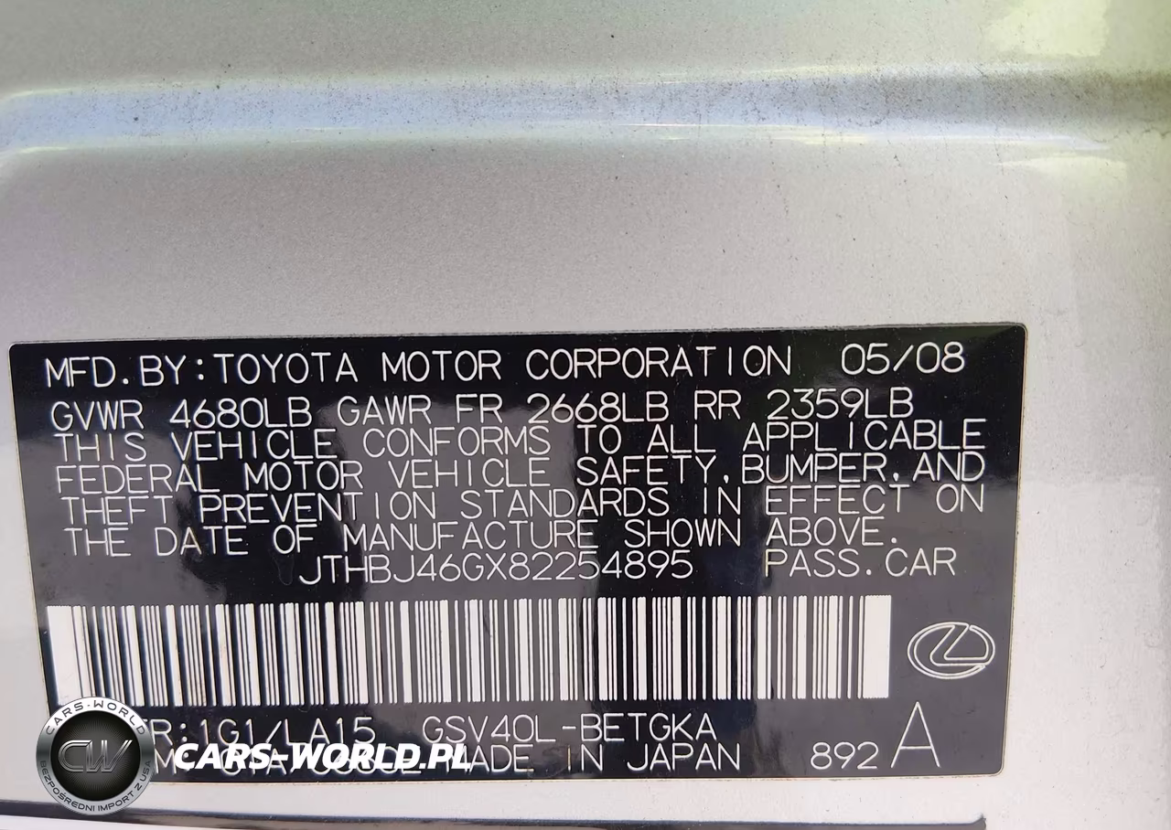 2008 Lexus Es 350 VIN:JTHBJ46GX82254895 - 9