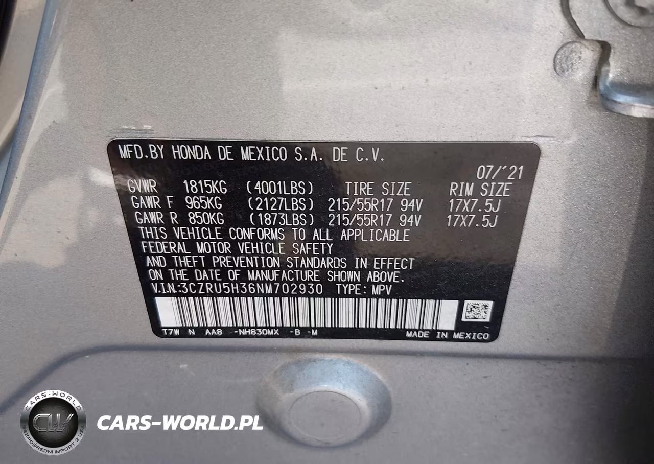 2022 Honda Hr-V 2Wd Lx VIN:3CZRU5H36NM702930 - 9