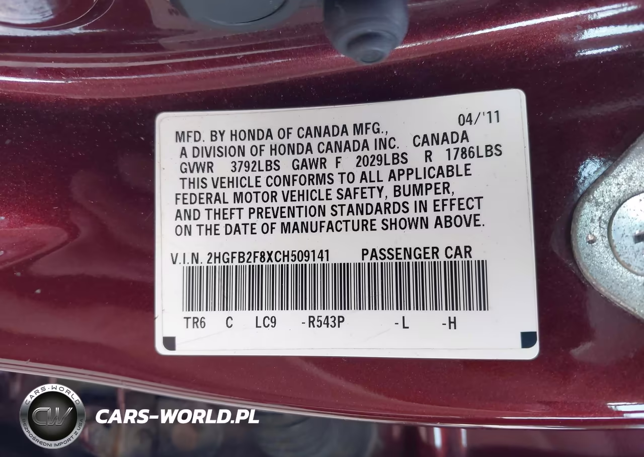 2012 Honda Civic Ex VIN:2HGFB2F8XCH509141 - 9