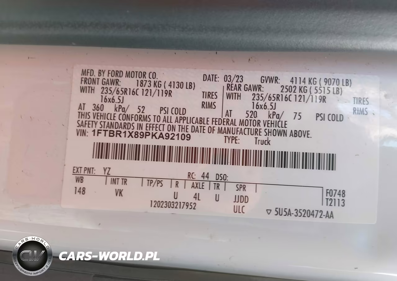 2023 Ford Transit-250 VIN:1FTBR1X89PKA92109 - 9