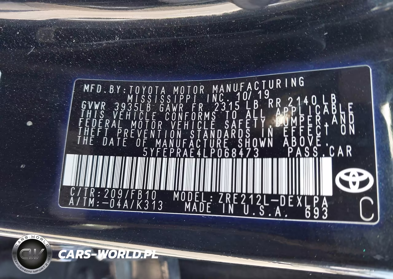 2020 Toyota Corolla Le VIN:5YFEPRAE4LP068473 - 9