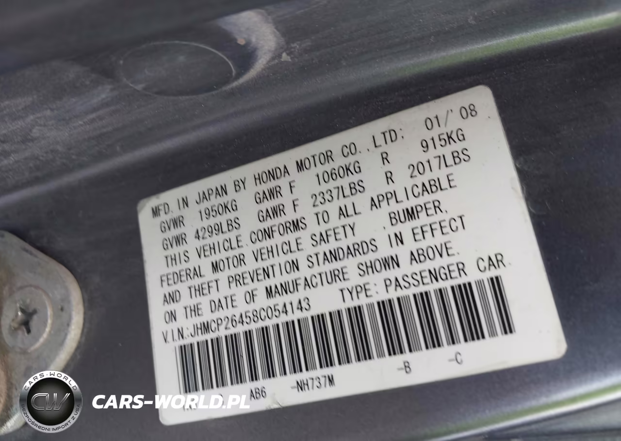 2008 Honda Accord 2.4 Lx-P VIN:JHMCP26458C054143 - 9
