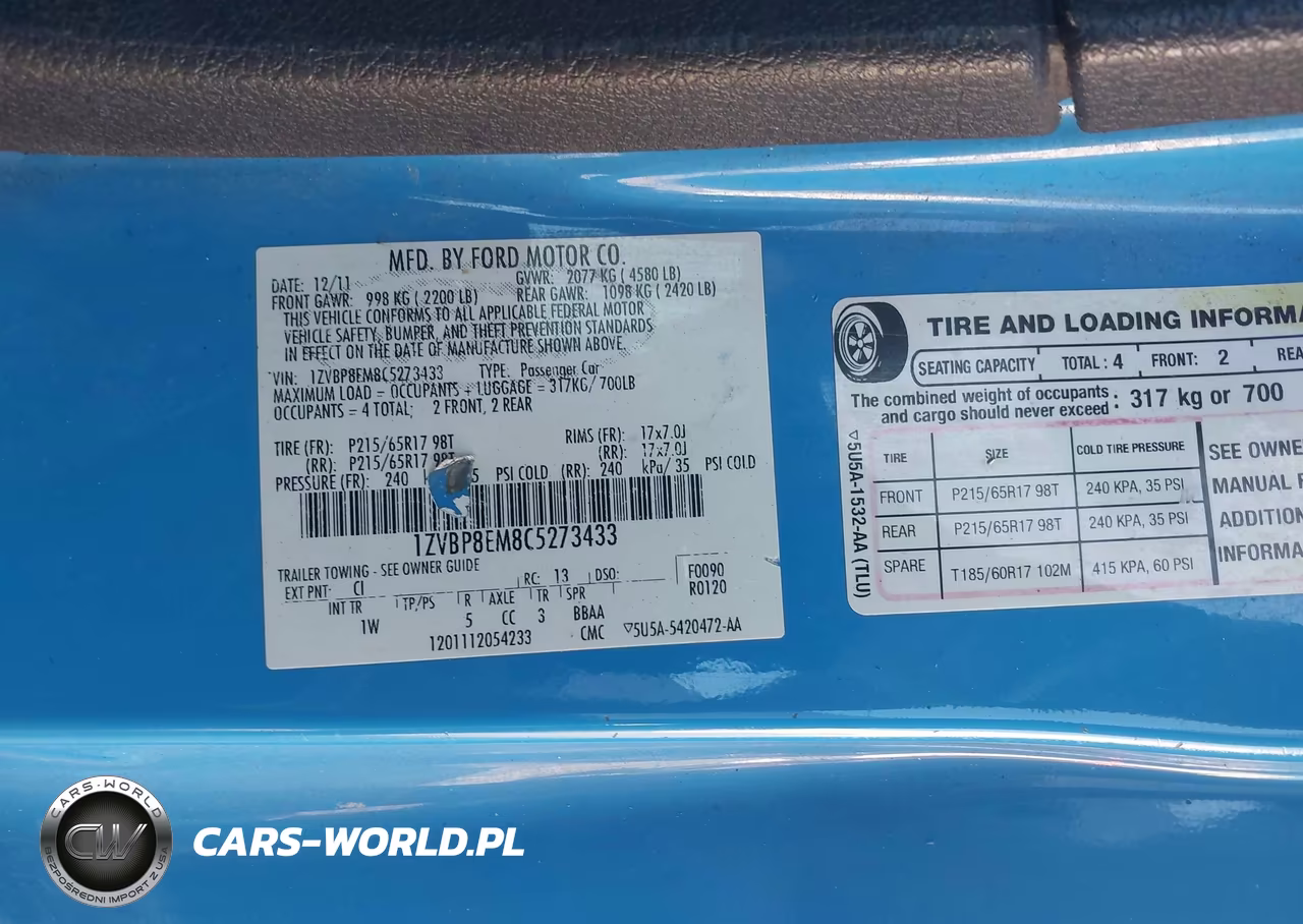 2012 Ford Mustang V6 VIN:1ZVBP8EM8C5273433 - 9