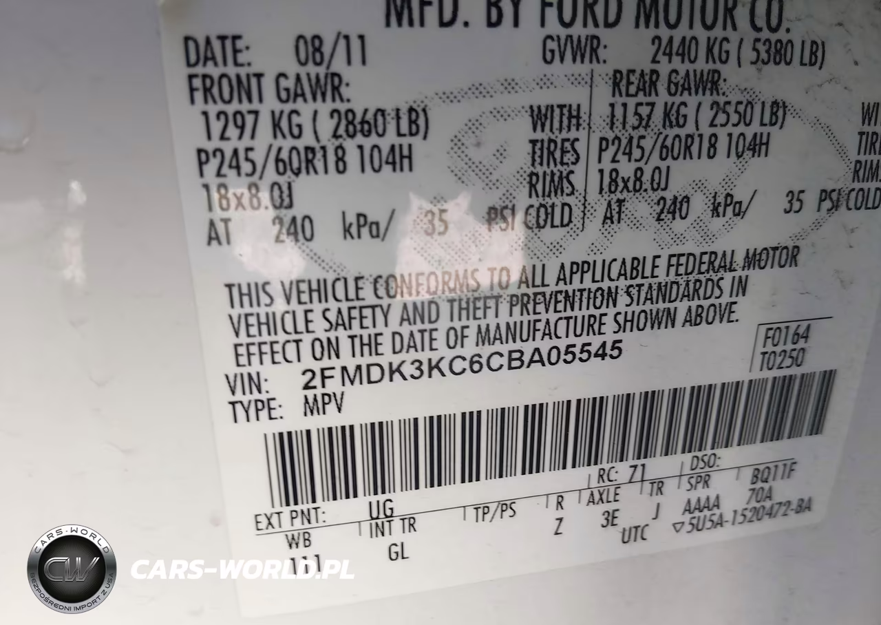 2012 Ford Edge Limited VIN:2FMDK3KC6CBA05545 - 9