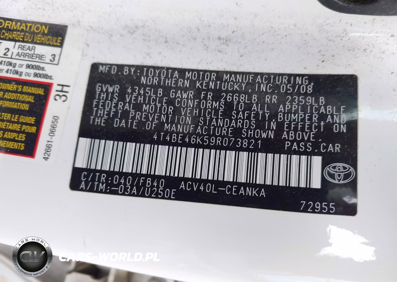 2009 Toyota Camry VIN:4T4BE46K59R073821 - 9