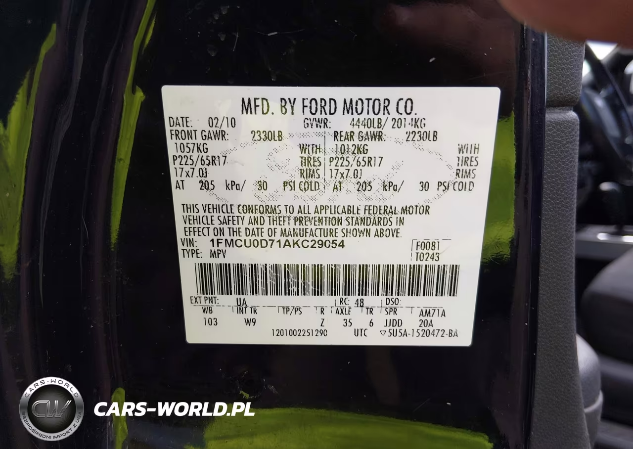 2010 Ford Escape Xlt VIN:1FMCU0D71AKC29054 - 9