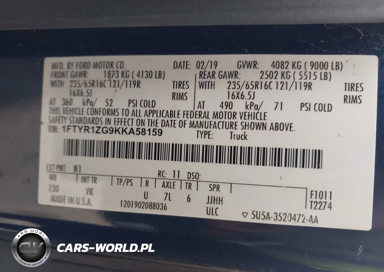 2019 Ford Transit-250 VIN:1FTYR1ZG9KKA58159 - 9