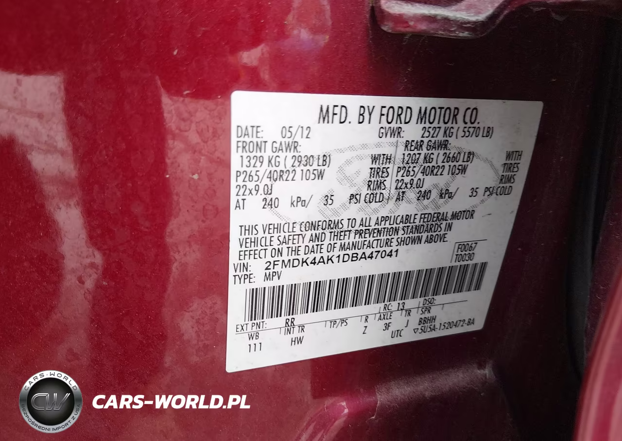 2013 Ford Edge Sport VIN:2FMDK4AK1DBA47041 - 9