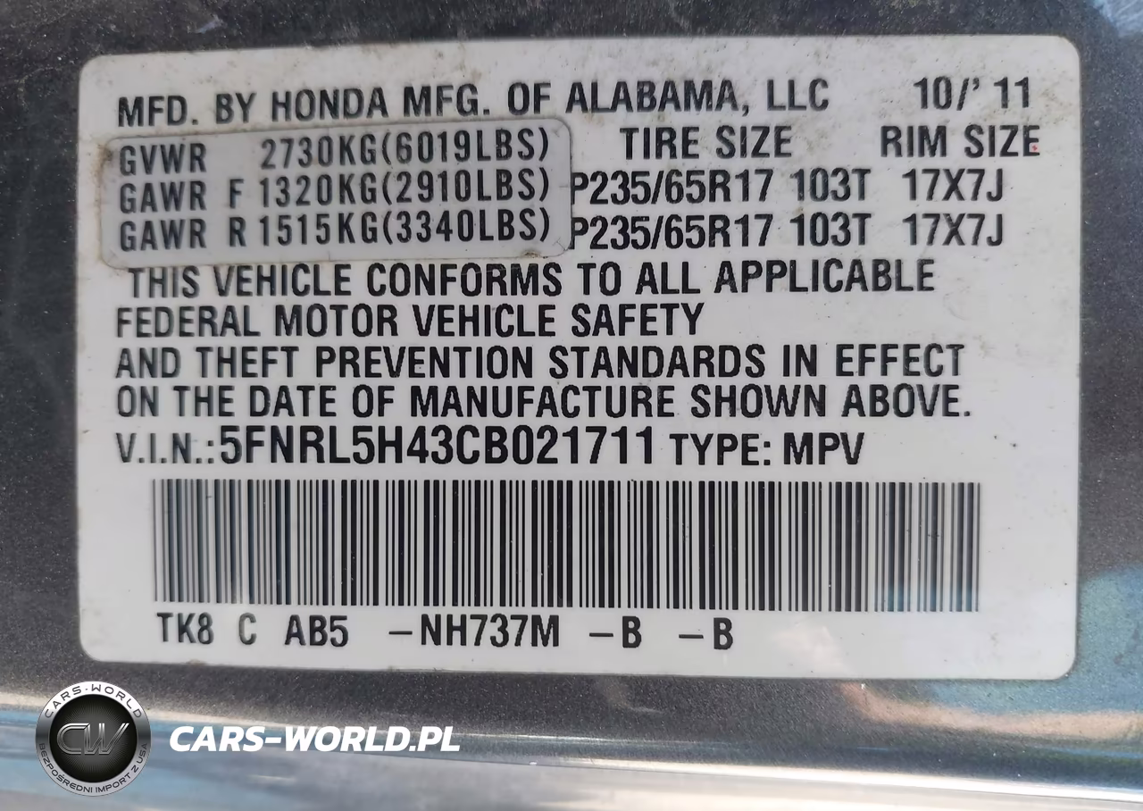 2012 Honda Odyssey Ex VIN:5FNRL5H43CB021711 - 9