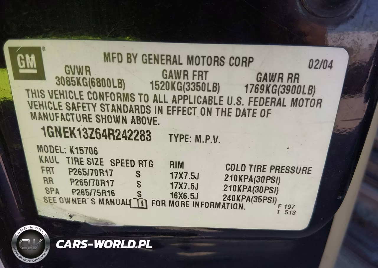 2004 Chevrolet Tahoe Z71 VIN:1GNEK13Z64R242283 - 9