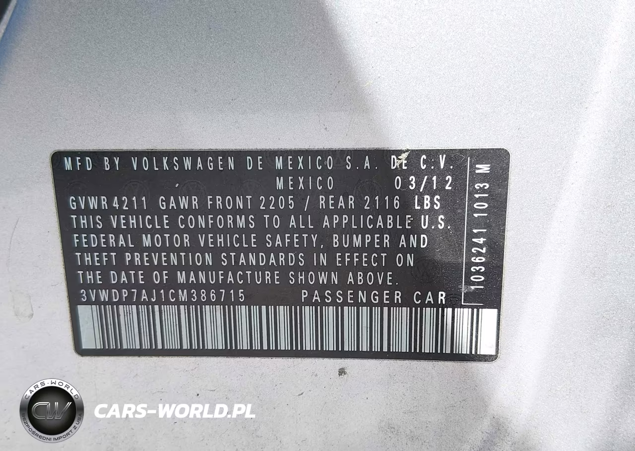 2012 Volkswagen Jetta 2.5L Se VIN:3VWDP7AJ1CM386715 - 9