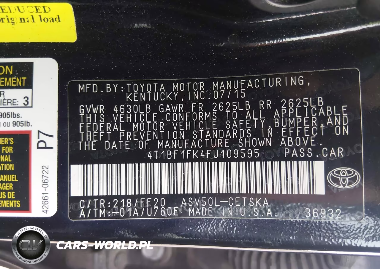 2015 Toyota Camry Se VIN:4T1BF1FK4FU109595 - 9