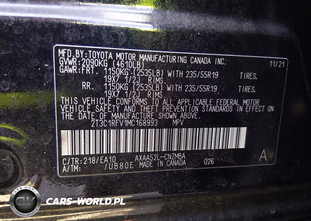 2021 Toyota Rav4 Xle Premium VIN:2T3C1RFV1MC168993 - 9